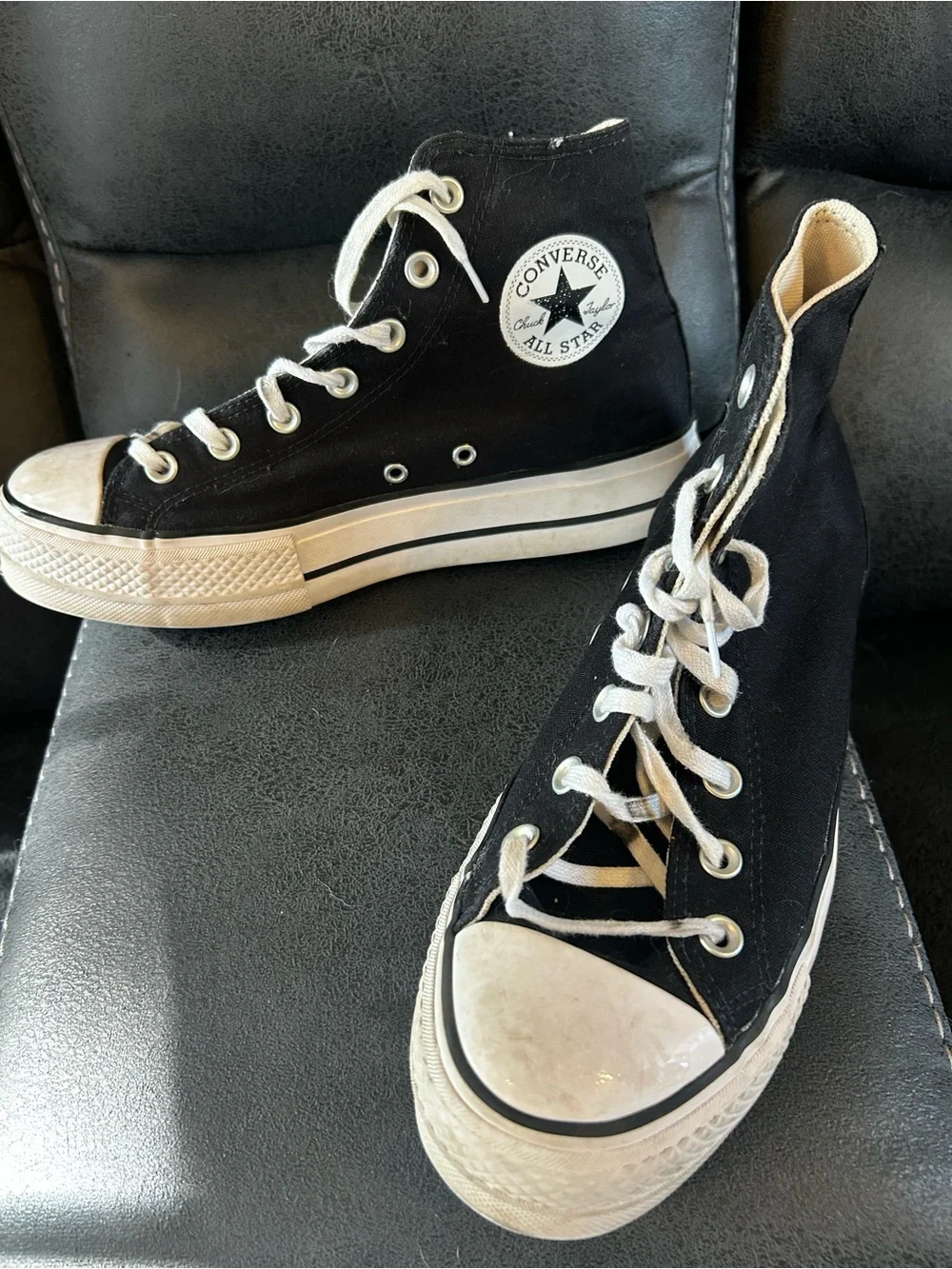 Women’s Converse Black and White High-Top Sneakers size 9